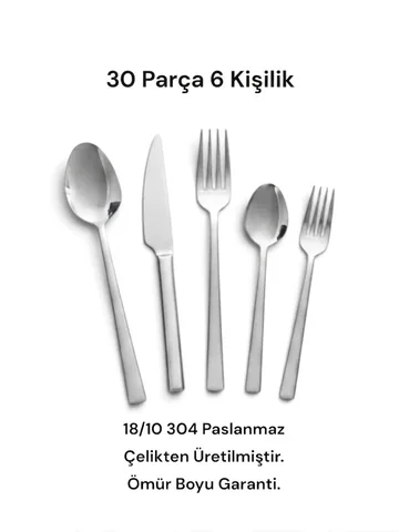 Bursa 6 Kişilik 30 Parça Çatal Kaşık Bıçak Takımı